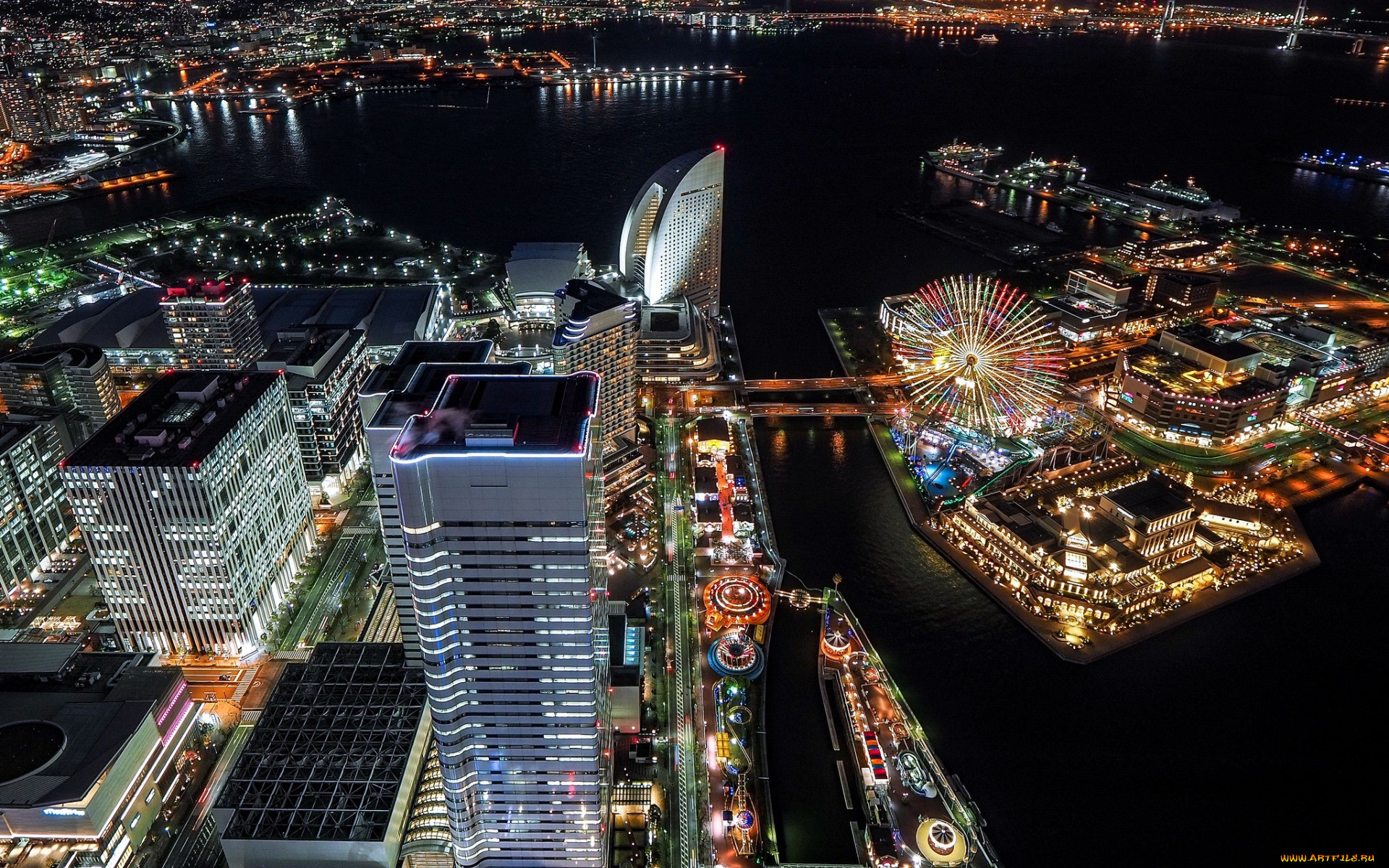 , , ,  , ferris, wheel, , palette, town, , cityscape, night, tokyo, japan, , , city, lights, 